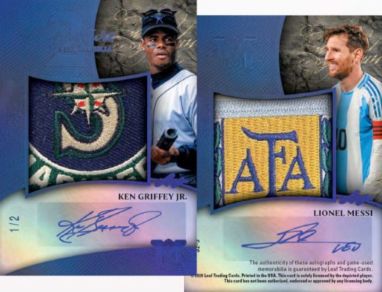 2026 Leaf Magnificence Multi-Sport Signature Memo 2 Ken Griffey Jr, Lionel Messi MOCK UP