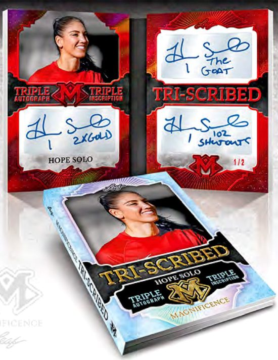 2026 Leaf Magnificence Multi-Sport TriScribed Hope Solo MOCK UP