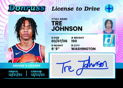 2025-26 Donruss Basketball License to Drive Tre Johnson MOCK UP