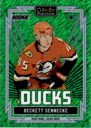 2025-26 O-Pee-Chee Platinum Hockey Retro Green Laser Surge Beckett Sennecke