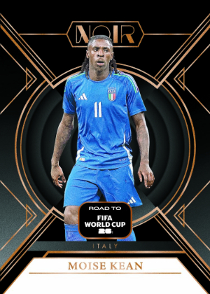 2025-26 Panini Noir Road to FIFA World Cup 26 Soccer Base Vertical Moise Kean MOCK UP