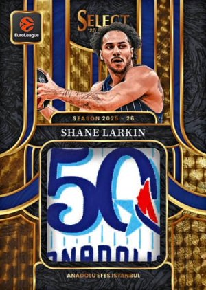 2025-26 Panini Select EuroLeague Basketball Jumbo EuroLeague Swatches Gold Vinyl Shane Larkin MOCK UP