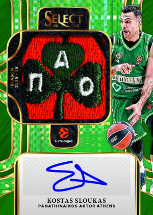 2025-26 Panini Select EuroLeague Basketball Prime Selections Signatures Green Kostas Sloukas MOCK UP