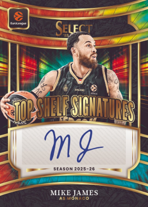 2025-26 Panini Select EuroLeague Basketball Top Shelf Signatues Tie-Dye Mike James MOCK UP