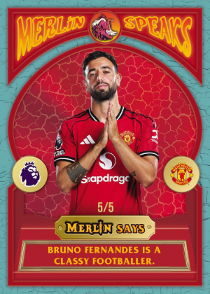 2025-26 Topps Merlin Premier League Soccer Merlin Speaks Bruno Fernandes MOCK UP 2025-26 Topps Merlin Premier League Soccer Merlin Speaks Bruno Fernandes MOCK UP