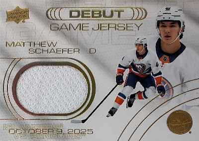 2025-26 Upper Deck Extended Series UD Debut Game Jersey Matthew Schaefer 2025-26 Upper Deck Extended Series UD Debut Game Jersey Matthew Schaefer
