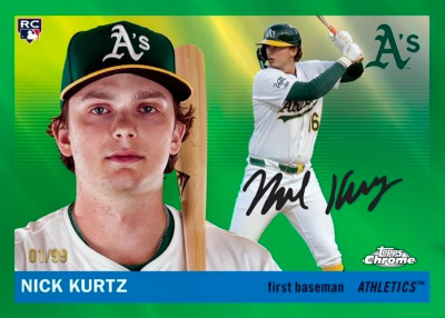 2025 Topps Chrome Platinum Baseball Base Green Refractor Nick Kurtz MOCK UP