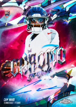 2025 Topps Chrome Sapphire Football Chromographs Padparadscha Cam Ward MOCK UP 2025 Topps Chrome Sapphire Football Chromographs Padparadscha Cam Ward MOCK UP