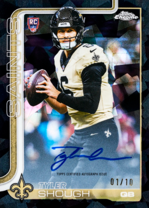 2025 Topps Chrome Sapphire Football Rookie Auto Black Sapphire Tyler Shough MOCK UP 2025 Topps Chrome Sapphire Football Rookie Auto Black Sapphire Tyler Shough MOCK UP