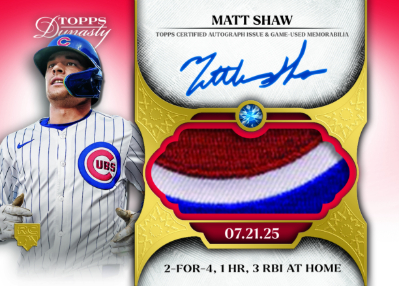 2025 Topps Dynasty Baseball Dynasty On This Day Auto Patch Matt Shaw MOCK UP 2025 Topps Dynasty Baseball Dynasty On This Day Auto Patch Matt Shaw MOCK UP