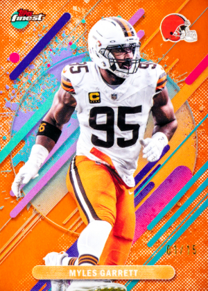 2025 Topps Finest Football Base Rare Orange Refractor Myles Garrett MOCK UP