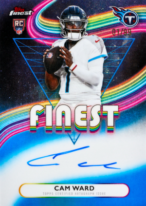 2025 Topps Finest Football Rookie Finest Auto Blue Refractor Cam Ward MOCK UP
