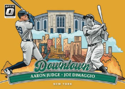 2026 Donruss Baseball Downtown Duos Gold Aaron Judge, Joe Dimaggio MOCK UP