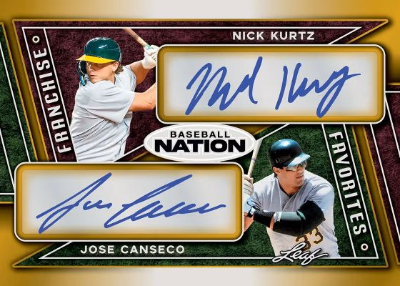 2026 Leaf Baseball Nation Franchise Favorites Nick Kurtz, Jose Canseco MOCK UP