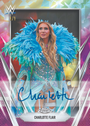 2026 Topps Chrome Sapphire WWE Base Sapphire Auto Padparadscha Charlotte Flair MOCK UP