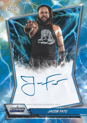 2026 Topps Chrome Sapphire WWE Blue Brand Auto Jacob Fatu MOCK UP