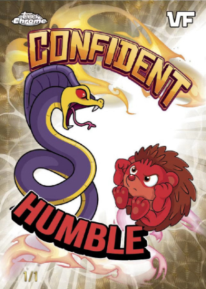 2026 Topps Chrome VeeFriends Balance Battles Confident Cobra, Humble Hedgehog MOCK UP 2026 Topps Chrome VeeFriends Balance Battles Confident Cobra, Humble Hedgehog MOCK UP