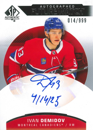 2025-26 SP Authentic Hockey Base Future Watch Auto Inscribed Ivan Demidov 2025-26 SP Authentic Hockey Base Future Watch Auto Inscribed Ivan Demidov