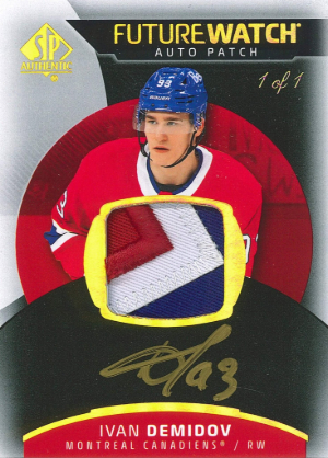 2025-26 SP Authentic Hockey Future Watch Auto Patch Vertical Black Ivan Demidov 2025-26 SP Authentic Hockey Future Watch Auto Patch Vertical Black Ivan Demidov