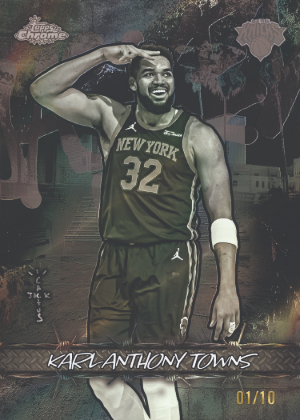 2025-26 Topps Chrome Cactus Jack Basketball Jacked Up Black Refractor Karl-Anthony Towns MOCK UP