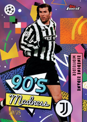 2025-26 Topps Finest UEFA Club Competitions Soccer 90s Madness Purple Zinedine Zidane MOCK UP