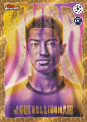 2025-26 Topps Finest UEFA Club Competitions Soccer Aura SuperFractor Jobe Bellingham MOCK UP