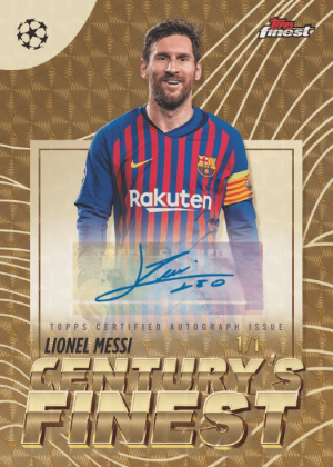 2025-26 Topps Finest UEFA Club Competitions Soccer Centurys Finest Auto SuperFractor Lionel Messi MOCK UP