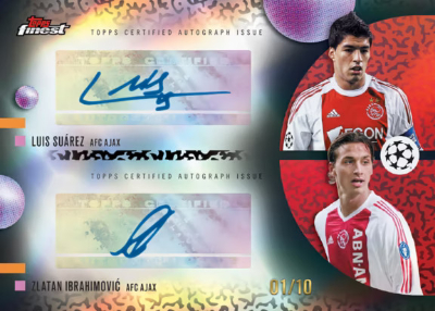 2025-26 Topps Finest UEFA Club Competitions Soccer Finest Dual Auto Black Suarez Ibrahimovic MOCK UP