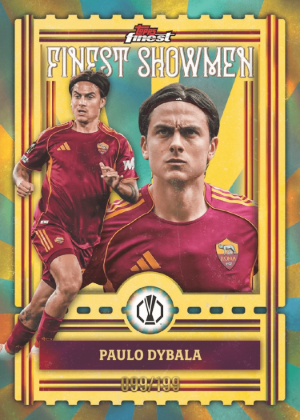 2025-26 Topps Finest UEFA Club Competitions Soccer Finest Showmen Aqua Refractor Paulo Dybala MOCK UP
