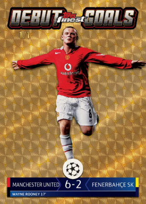 2025-26 Topps Finest UEFA Club Competitions Soccer Finest UCL Debut Goal SuperFractor Wayne Rooney MOCK UP