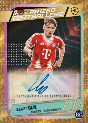 2025-26 Topps Finest UEFA Club Competitions Soccer Prized Footballers Auto SuperFractor Lennart Karl MOCK UP