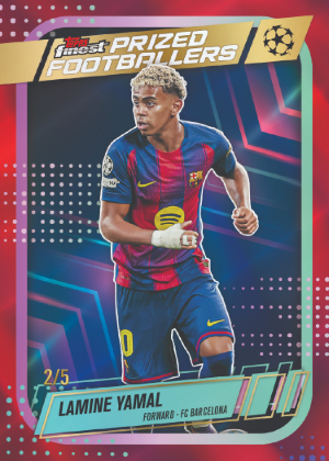 2025-26 Topps Finest UEFA Club Competitions Soccer Prized Footballers Red Lamine Yamal MOCK UP