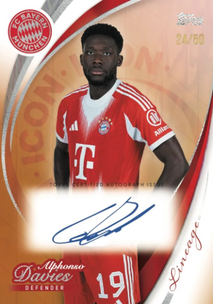 2025-26 Topps Lineage Bayern Munchen Icons Auto Gold Alphonso Davies MOCK UP