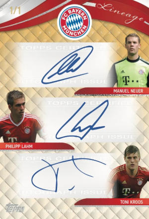 2025-26 Topps Lineage Bayern Munchen Triple Winner Auto SuperFractor Manuel Neuer, Philipp Lahm, Toni Kroos MOCK UP 2025-26 Topps Lineage Bayern Munchen Triple Winner Auto SuperFractor Manuel Neuer, Philipp Lahm, Toni Kroos MOCK UP