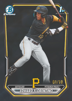 2026 Bowman Sapphire Baseball Base Chrome Prospect Black Sapphire Edward Floentino MOCK UP