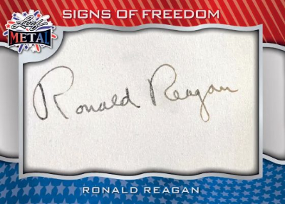 2026 Leaf Metal Independence Day Multi-Sport Signs of Freedom Cut Signatures Ronald Reagan MOCK UP