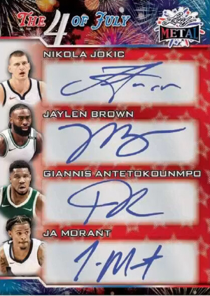 2026 Leaf Metal Independence Day Multi-Sport The 4 of July Nikola Jokic, Jaylen Brown, Giannis Antetokounmpo, Ja Morant MOCK UP