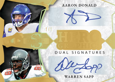 2026 Leaf Spectacular Football Herographics 2 Aaron Donald, Warren Sapp MOCK UP