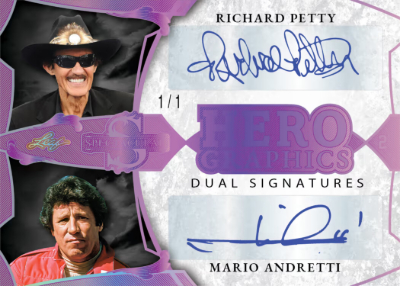 2026 Leaf Spectacular Football Herographics 2 Sports Richard Petty, Mario Andretti MOCK UP