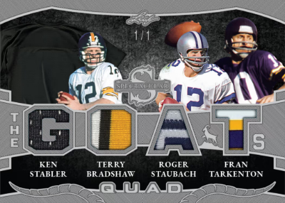 2026 Leaf Spectacular Football The GOATs Ken Stabler, Terry Bradshaw, Roger Staubach, Fran Tarkenton MOCK UP