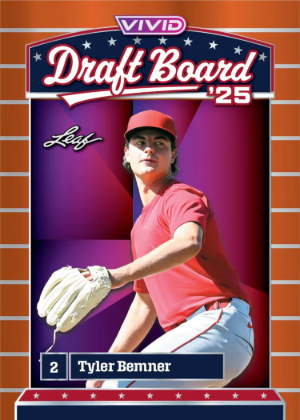 2026 Leaf Vivid Baseball Draft Board 25 Tyler Bemner MOCK UP 2026 Leaf Vivid Baseball Draft Board 25 Tyler Bemner MOCK UP