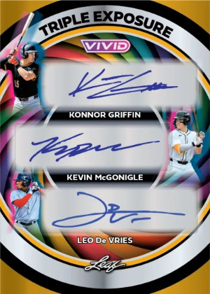 2026 Leaf Vivid Baseball Triple Exposure Auto Knoor Griffin, Kevin McGonigle, Leo De Vries MOCK UP 2026 Leaf Vivid Baseball Triple Exposure Auto Knoor Griffin, Kevin McGonigle, Leo De Vries MOCK UP