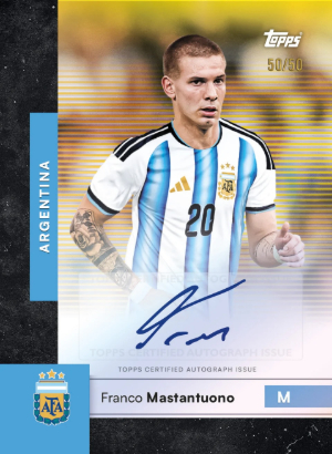 2026 Topps Argentina Team Set Soccer First Team Auto Gold Franco Mastantuono MOCK UP 2026 Topps Argentina Team Set Soccer First Team Auto Gold Franco Mastantuono MOCK UP