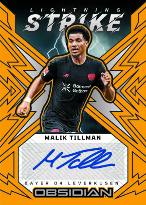 2025-26 Panini Obsidian Soccer Lightning Strike Auto Electric Etch Gold Flood Malik Tillman MOCK UP