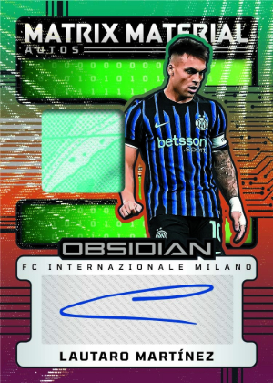2025-26 Panini Obsidian Soccer Matrix Material Autos Electric Etch Taiga Lautaro Martinez MOCK UP