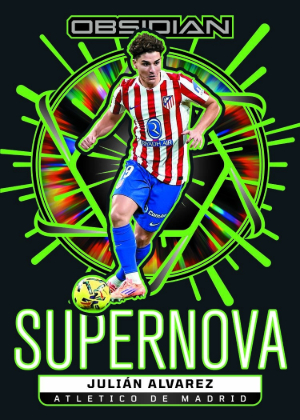 2025-26 Panini Obsidian Soccer Supernova Electric Etch Green Julian Alvarez MOCK UP