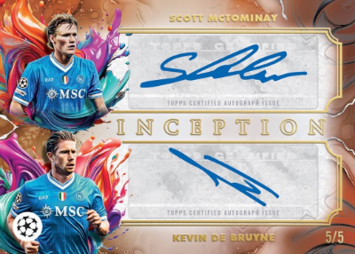 2025-26 Topps Inception UEFA Club Competitions Soccer Inception Dual Auto Kevin de Bruyne Scott McTominay MOCK UP 2025-26 Topps Inception UEFA Club Competitions Soccer Inception Dual Auto Kevin de Bruyne Scott McTominay MOCK UP