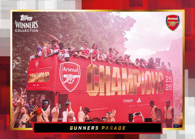 2025-26 Topps Winners Collection Arsenal Soccer Base Gunners Parade Team Bus MOCK UP 2025-26 Topps Winners Collection Arsenal Soccer Base Gunners Parade Team Bus MOCK UP