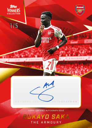 2025-26 Topps Winners Collection Arsenal Soccer Base The Armoury Auto Bukayo Saka MOCK UP 2025-26 Topps Winners Collection Arsenal Soccer Base The Armoury Auto Bukayo Saka MOCK UP