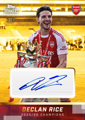 2025-26 Topps Winners Collection Arsenal Soccer Celebration Auto SP FoilFractor Declan Rice MOCK UP 2025-26 Topps Winners Collection Arsenal Soccer Celebration Auto SP FoilFractor Declan Rice MOCK UP
